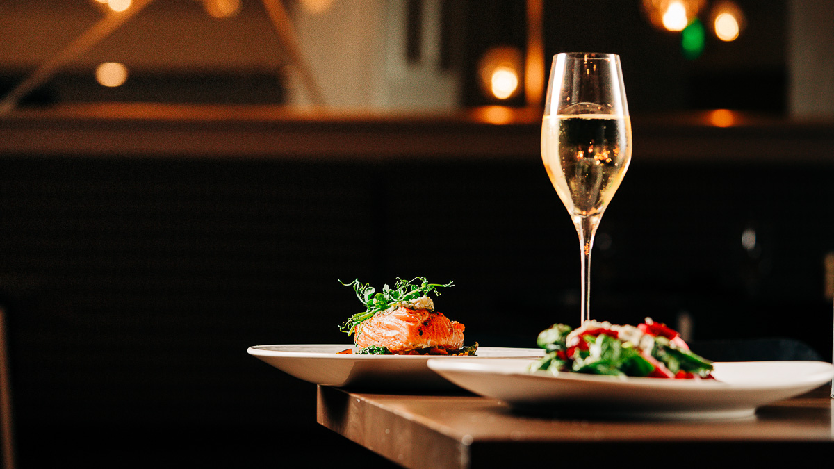 Champagne and Salmon at the Best Fine Dining Restaurant in Downtown Sacramento